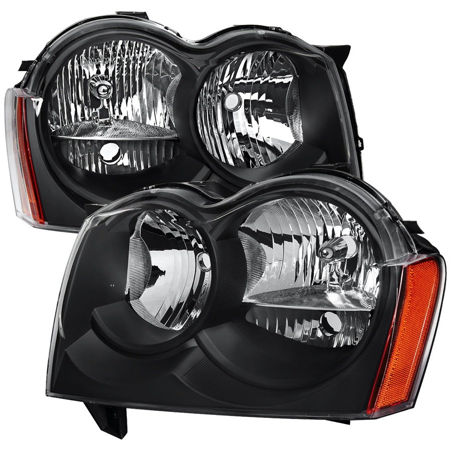 HEADLIGHTS BLACK HOUSING CLEAR LENS WITH AMBER REFLECTOR - NO BULBS INCLUDED