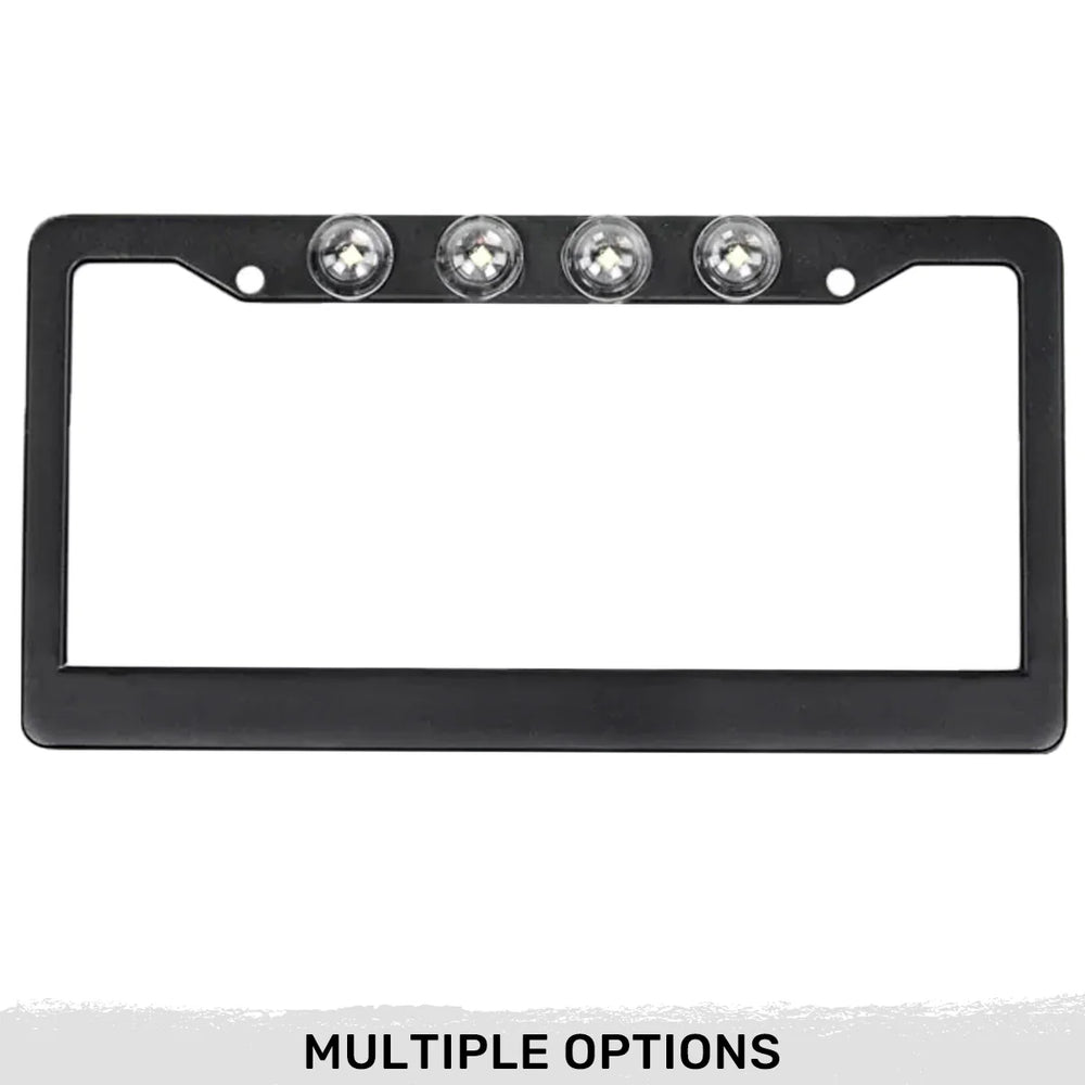 ~(1 lbs. 14X8X2)~ Black Aluminum License Plate Frame with Four 6000K XML CREE LED Reverse Lights - Fits all Standard U.S. License Plates