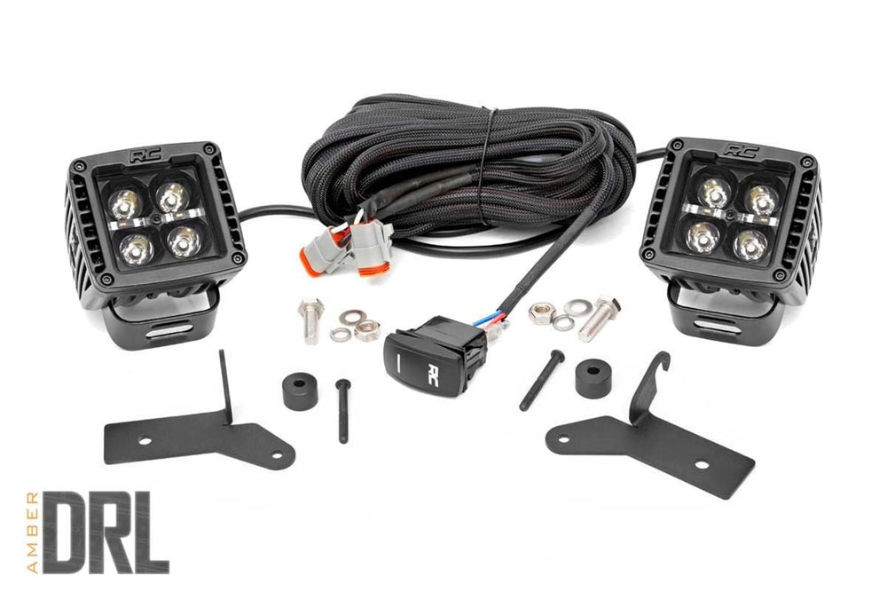 1x 70047 Jeep 2-inch LED Lower Windshield Kit (18-21 Wrangler JL 20-21 Gladiator JT Black-Series w Amber DRL)