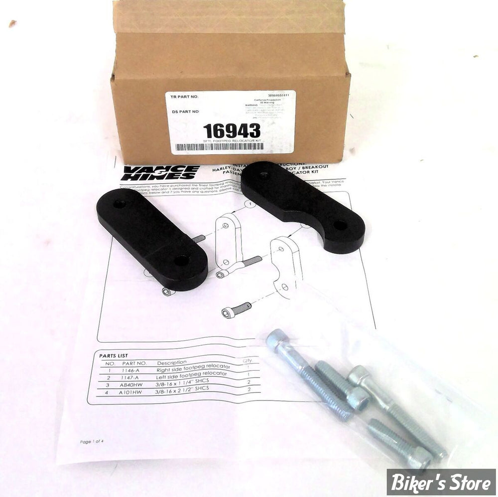 Vance & Hines Harley Davidson Softail /Fat Boy/ Breakout Footpeg Relocater Kit