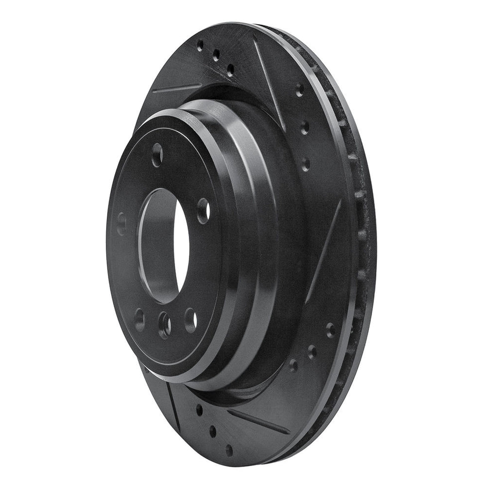 R1 96-03 BMW 540I Rear Right Drilled & Slotted Black Brake Rotor