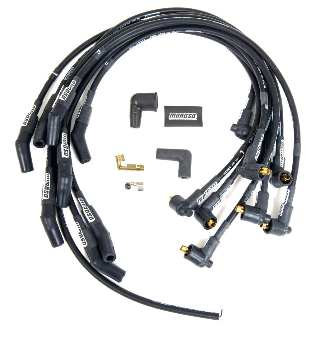 Moroso Ford 289-302 Ignition Wire Set - Ultra 40 - Unsleeved - Non-HEI - Under Header - Black