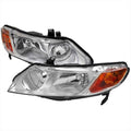SEDAN HEADLIGHTS CHROME HOUSING AND CLEAR LENS