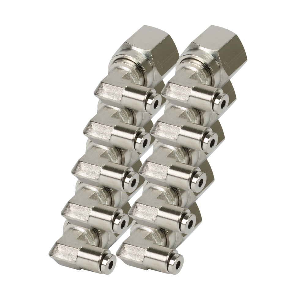 3/8 NPT(F) TO 1/8 AIRLINE 90 DEGREE SWIVEL ELBOW FITTING (10 PCS) DOT APPROVED