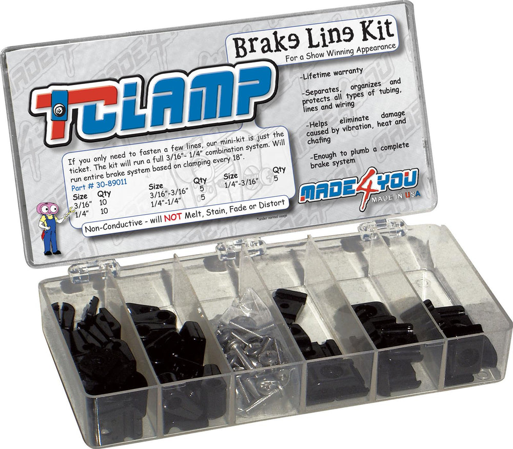 TCLAMP BRAKE LINE KIT 3/16IN to 1/4IN SINGLE and 3/16IN to 1/4IN DOUBLE CLAMPS