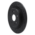 R1 15-25 Acura TLX Rear Left Drilled & Slotted Black Brake Rotor