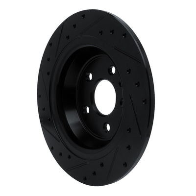 R1 13-20 Ford Fusion Rear Right Drilled & Slotted Black Brake Rotor