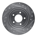 R1 97-07 Chrysler Town & Country Rear Left Drilled & Slotted Silver Brake Rotor