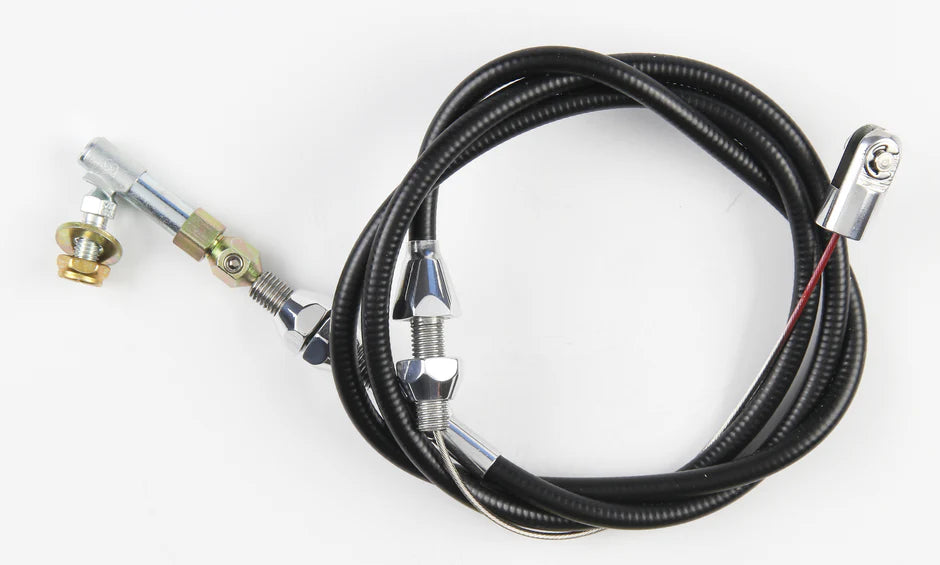 24IN UNIVERSAL BLACK HOUSING RAMJET THROTTLE CABLE W/ POLISHED FITTINGS