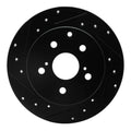 R1 06-18 Lexus HS250H Rear Left Drilled & Slotted Black Brake Rotor
