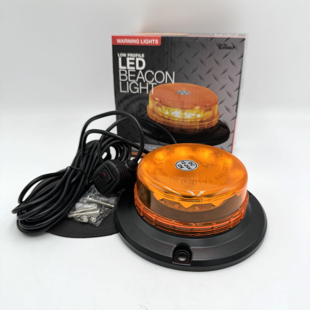 LOW PROFILE 6 INCH BY 2 INCH LED BEACON STROBE LIGHT WITH AUXILIARY PLUG