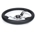NRG Light Weight Gaming Steering Wheel - Splitz Chrome Silver Spokes Perforated Leather