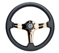 NRG Light Weight Gaming Steering Wheel - Blitz 350mm 3 Rose Gold Spokes Slits - Leather - No Dish