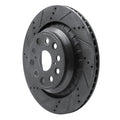 R1 07-17 Lexus LS460 Left Rear Drilled & Slotted Black Brake Rotor