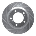 R1 17-21 Toyota Land Cruiser Front Left Drilled & Slotted Silver Brake Rotor