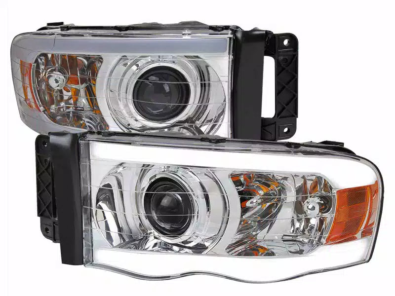 PROJECTOR HEADLIGHTS WITH CHROME HOUSING CLEAR LENS AND AMBER REFLECTOR