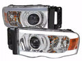 PROJECTOR HEADLIGHTS WITH CHROME HOUSING CLEAR LENS AND AMBER REFLECTOR