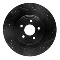 R1 06-15 Jaguar Super V8 Rear Right Drilled & Slotted Black Brake Rotor
