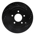 R1 07-10 Lincoln Mkx Rear Right Drilled & Slotted Black Brake Rotor