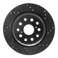 R1 07-17 Lexus LS460 Rear Right Drilled & Slotted Black Brake Rotor