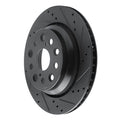 R1 07-17 Lexus LS460 Rear Right Drilled & Slotted Black Brake Rotor