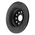 R1 07-17 Lexus LS460 Rear Right Drilled & Slotted Black Brake Rotor
