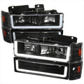 HEADLIGHT BUMPER LIGHT AND CORNER LIGHT COMBO WITH MATTE BLACK HOUSING CLEAR LENS AND LED BAR