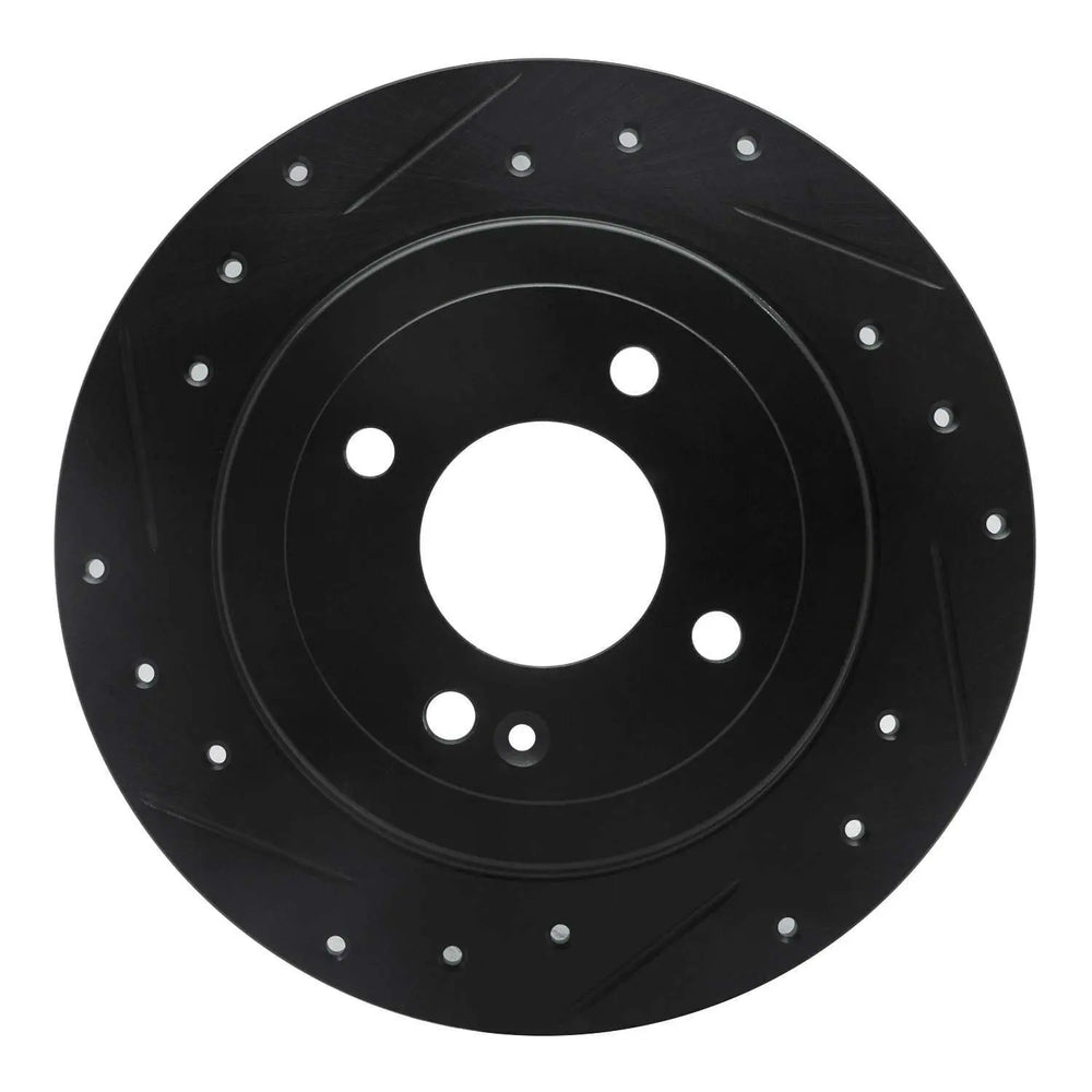 R1 12-25 Dodge Attitude (Mexico) Rear Left Drilled & Slotted Black Brake Rotor
