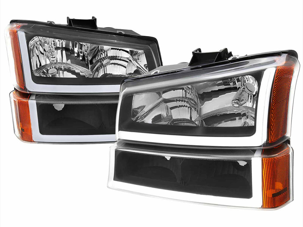 HEADLIGHT BUMPER LIGHT COMBO MATTE BLACK HOUSING AND CLEAR LENS - USES STOCK BULBS