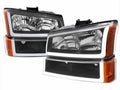 HEADLIGHT BUMPER LIGHT COMBO MATTE BLACK HOUSING AND CLEAR LENS - USES STOCK BULBS