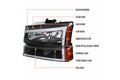 HEADLIGHT BUMPER LIGHT COMBO MATTE BLACK HOUSING AND CLEAR LENS - USES STOCK BULBS