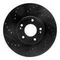 R1 10-16 Hyundai Genesis Coupe Front Left Drilled & Slotted Black Brake Rotor