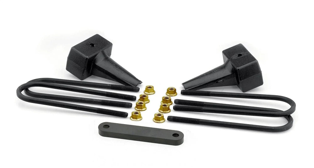 RLS - 4 Flat Rear Block Kit with Carrier Bearing Spacer for 2 Piece Drive Shaft Fits Ford F250 F350 F450 2011-2016