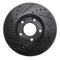 R1 04-13 Mazda 3 Front Right Drilled & Slotted Black Brake Rotor