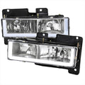 HEADLIGHTS WITH LED BAR CLEAR LENS AND CHROME HOUSING