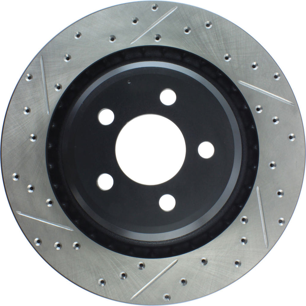 R1 03-13 Mercedes-Benz Sl500 Rear Right Drilled & Slotted Black Brake Rotor