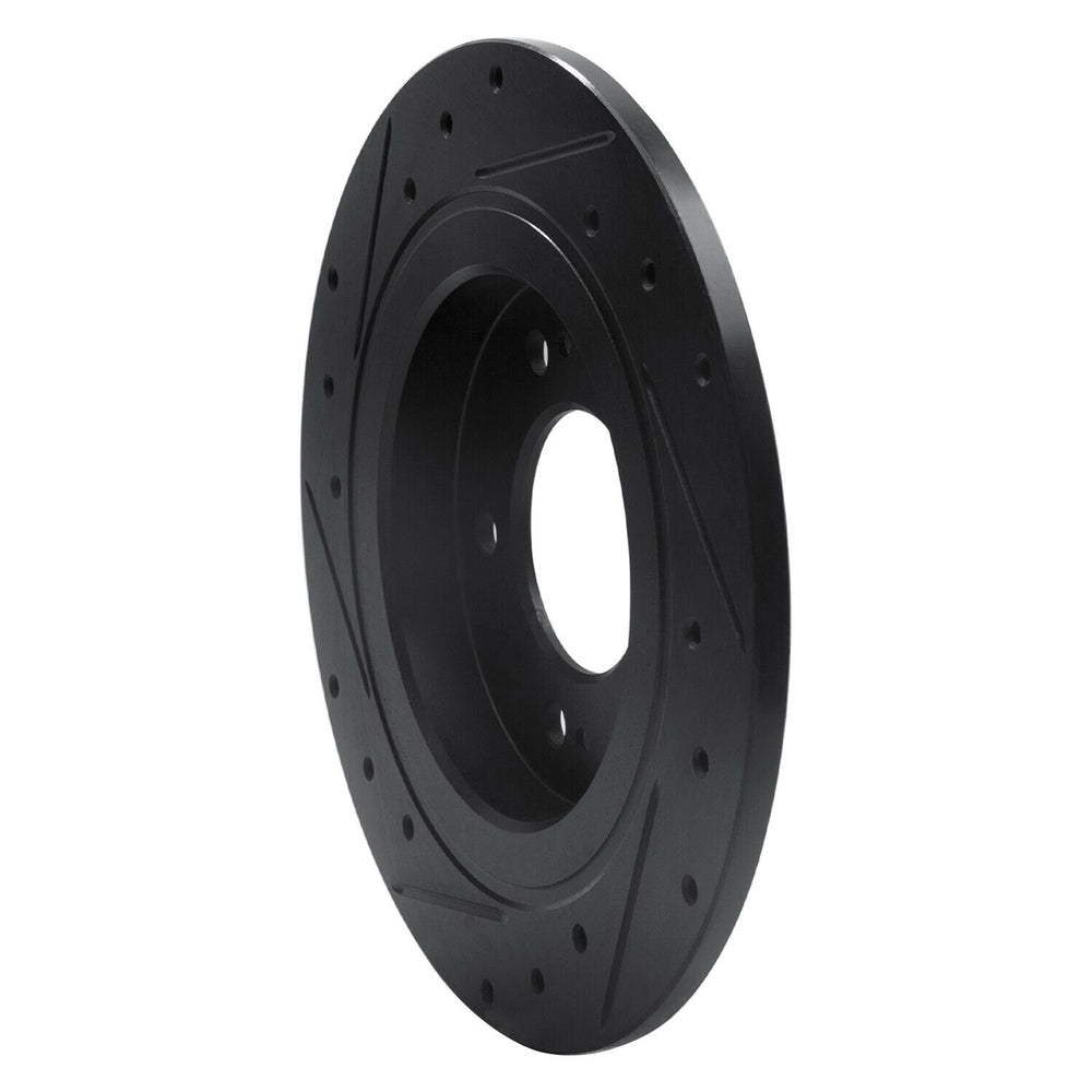 R1 13-25 Hyundai Elantra GT Rear Right Drilled & Slotted Black Brake Rotor