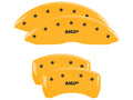 Set Of 4 Caliper Covers Engraved Front And Rear MGP Yellow Finish Black Characters 2011-2023 Dodge Challenger 18 inches