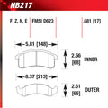 Hawk 96-97 Chevy Camaro RS / 94-97 Camaro Z28/Pontiac Firebird Trans AM  Blue 9012 Front Race Pads