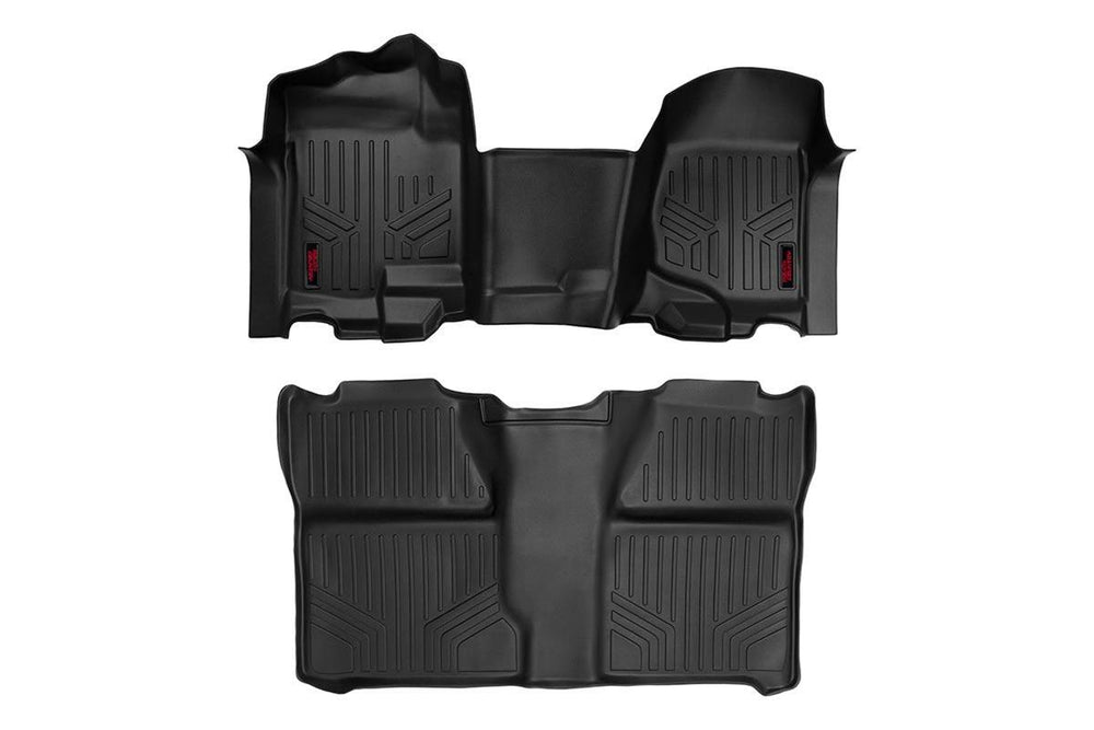 ~(15 lbs. 38X30X6)~ GM Heavy Duty Floor Mats [Front/Rear] - (07-13 Silverado / Sierra 07-14 HD Crew Cab Bench Seat)