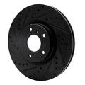 R1 03-23 Infiniti EX35 Front Left Drilled & Slotted Black Brake Rotor