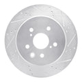 R1 06-20 Lexus IS250 Rear Right Drilled & Slotted Silver Brake Rotor
