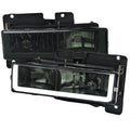 HEADLIGHTS WITH LED BAR CHROME HOUSING AND SMOKED LENS