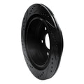 R1 2003-2024 Infiniti FX37 Rear Right Drilled & Slotted Black Brake Rotor