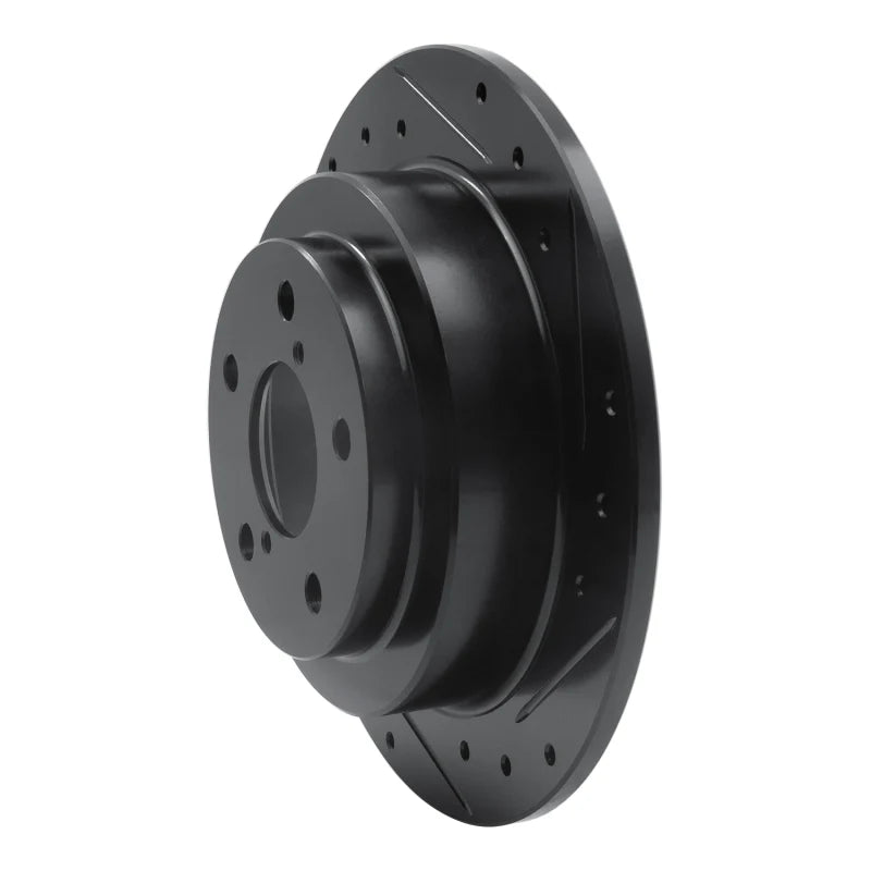 R1 90-08 Saab 9-2X Rear Right Drilled & Slotted Black Brake Rotor