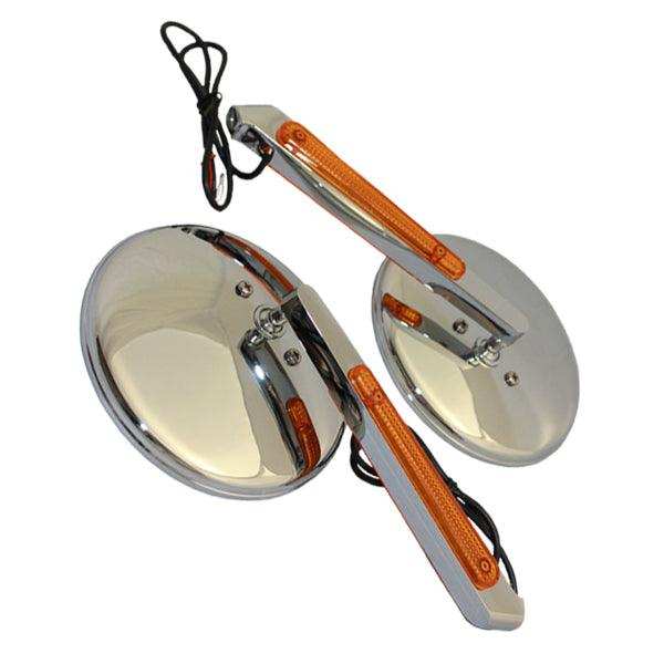 MOTORCYCLE ROUND LED LIGHTED MIRROR KITBLACK