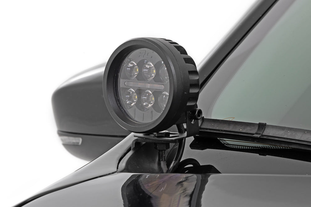 Rough Country LED Light Kit Ditch Mount Black Series Round 3.5 Inch Amber DRL Jeep Cherokee KL (14-21) 70083