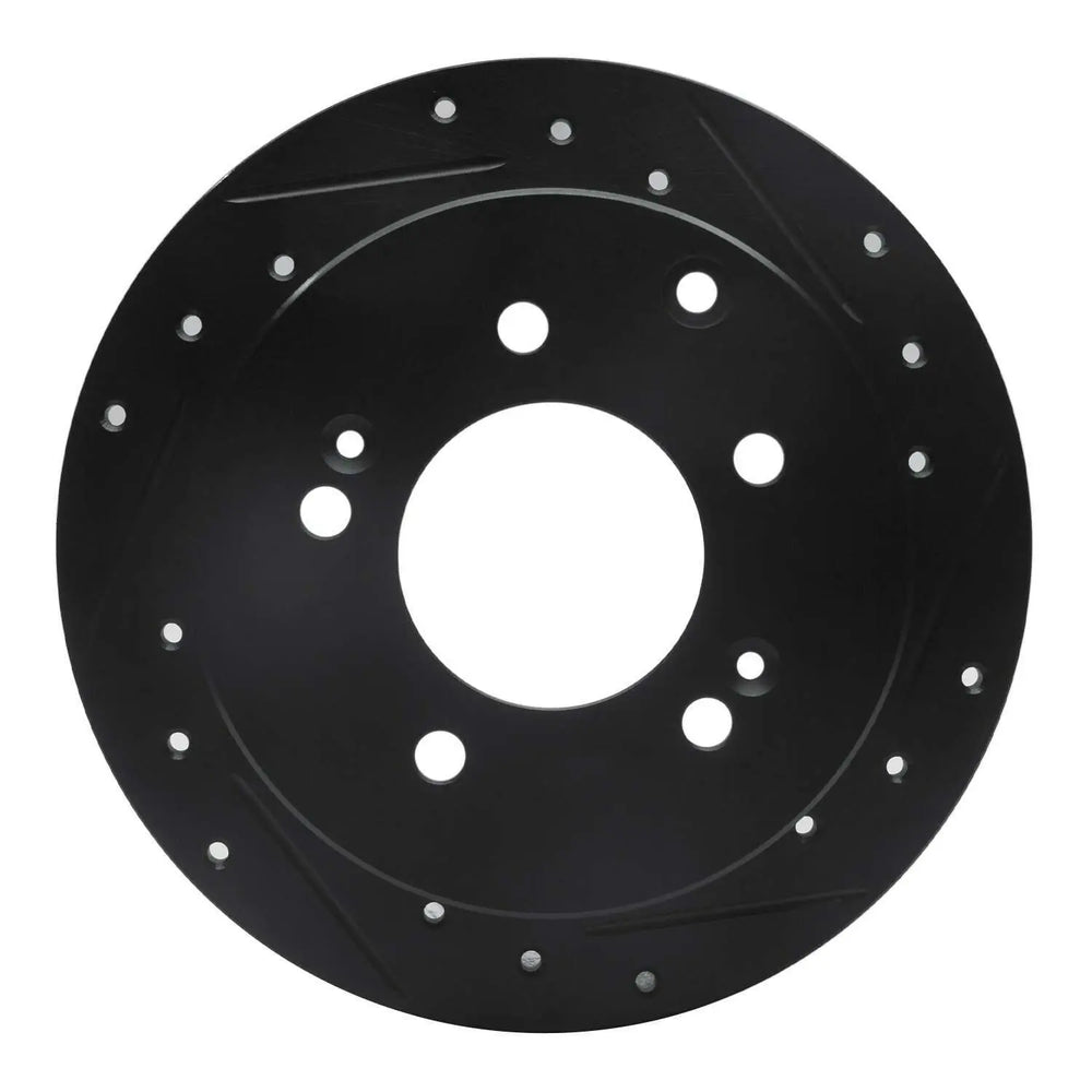 R1 10-13 Kia Soul Rear Right Drilled & Slotted Black Brake Rotor