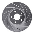 R1 90-16 Saab 9-2X Front Right Drilled & Slotted Silver Brake Rotor