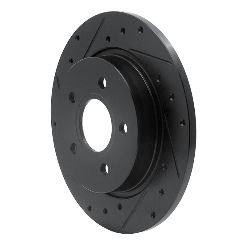 R1 12-18 Ford Focus Rear Left Drilled & Slotted Black Brake Rotor